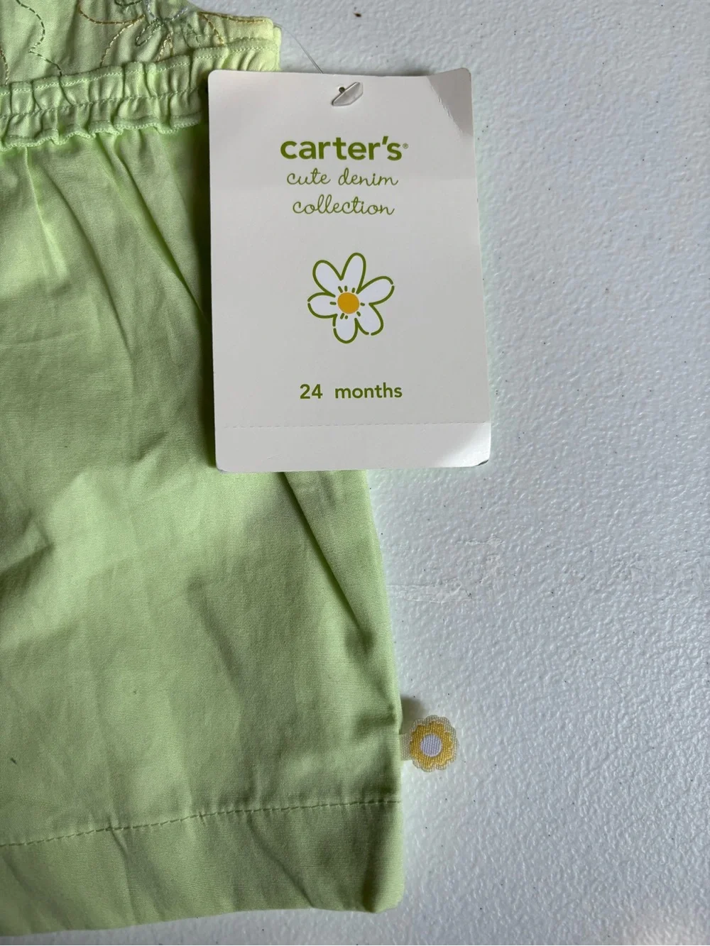 Carter's “Cute Denim Collection” Pale Green Embroidered Baby Tank Top